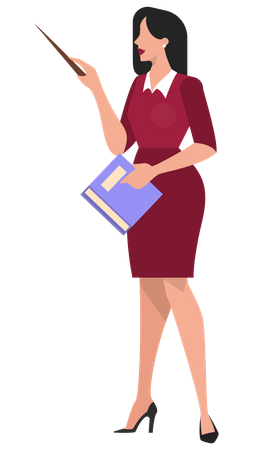 Teacher holding book and explaining lesson  Illustration