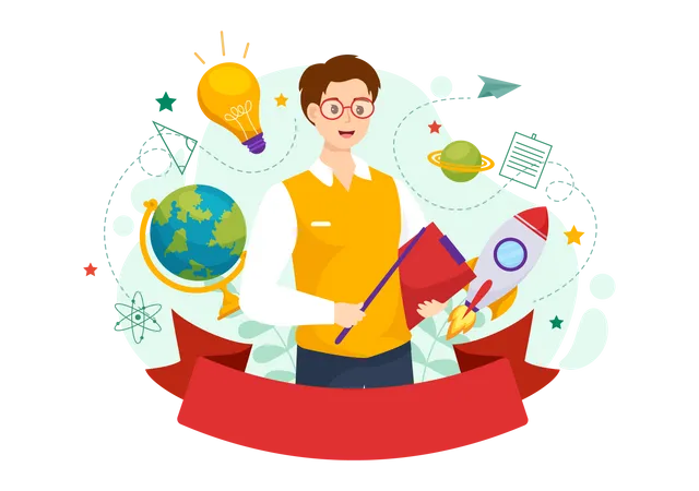 Happy Teachers Day Vector Illustration With School Equipment Such As Blackboards Pencils Bags Books And Others In Flat Cartoon Background イラスト