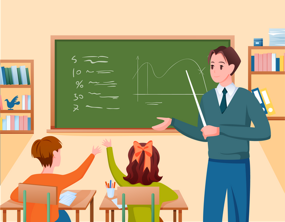 Teacher in class  Illustration