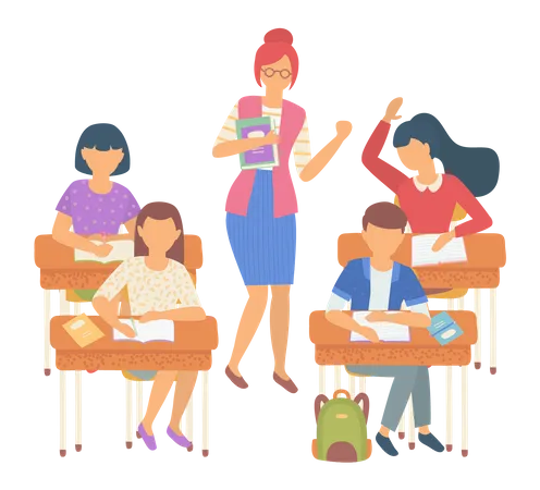Teacher in classroom with students Illustration