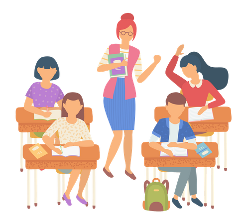 Teacher in classroom with students  Illustration