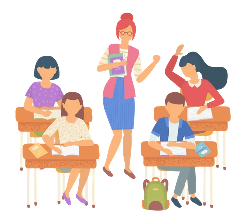 Teacher in classroom with students  Illustration