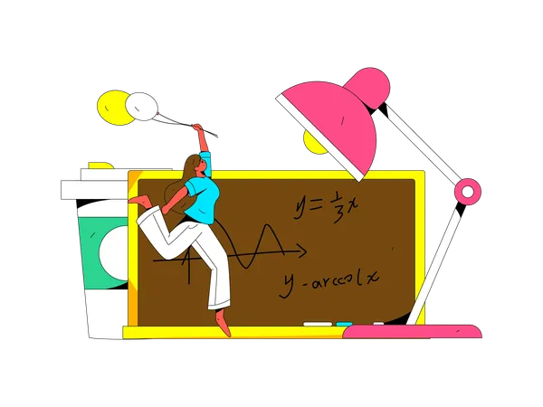 Teacher is delivering mathematics class  Illustration