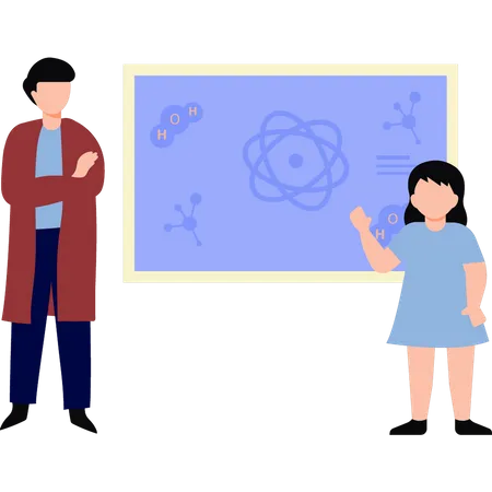 Teacher is giving a science lecture  Illustration