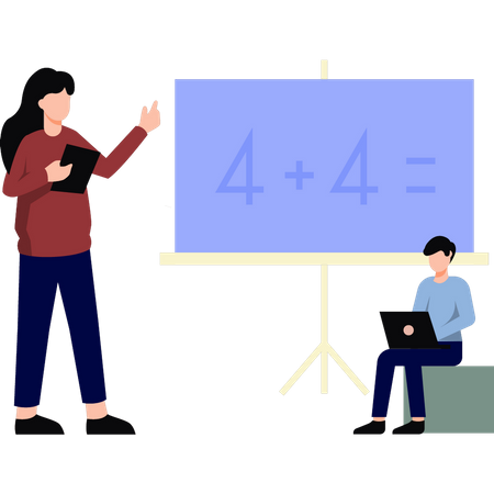 Teacher is teaching math  Illustration