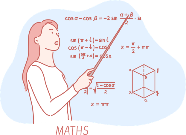 Teacher is teaching maths formulas  イラスト