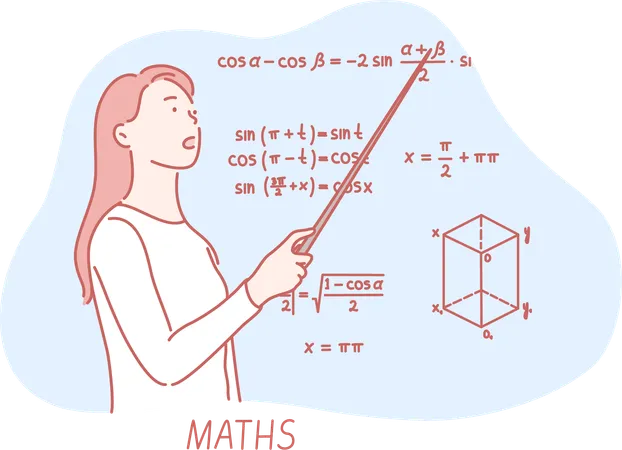 Teacher is teaching maths formulas  Illustration