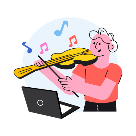 Teacher is teaching music to students  イラスト