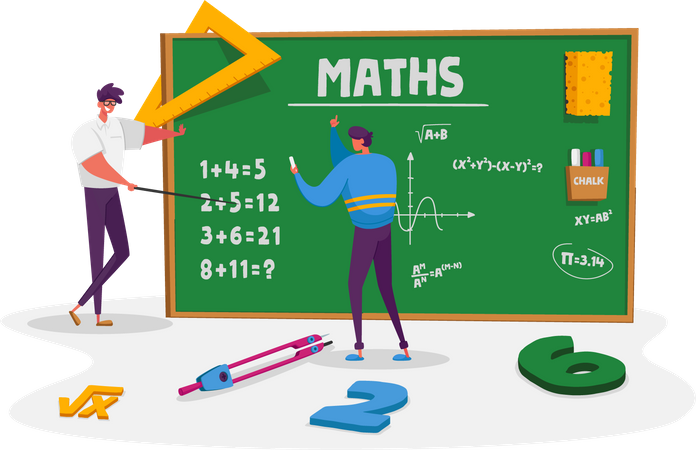 Teacher Male Explain Mathematics or Physics Formula Illustration