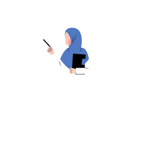 Hijab Teacher Character Illustration