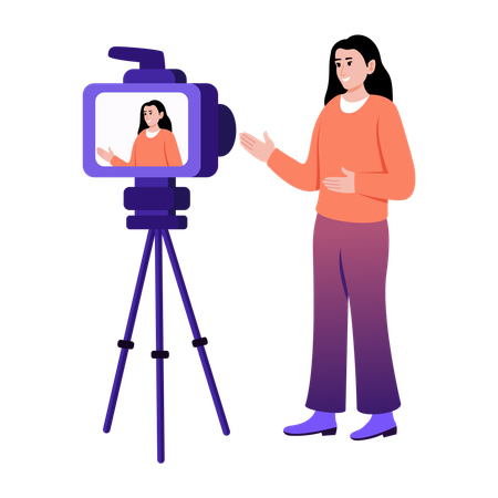 Teacher recording video  Illustration