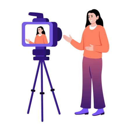 Teacher recording video  Illustration