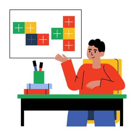 Teacher solving mathematics problem  Illustration