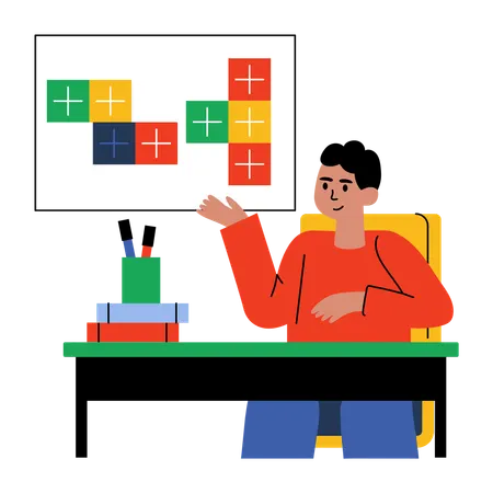 Teacher solving mathematics problem  Illustration