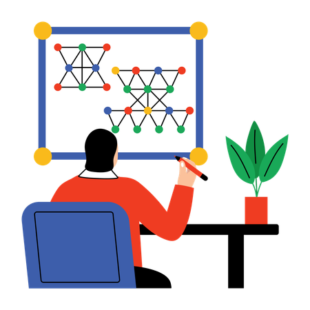 Teacher solving problem of Maths  Illustration