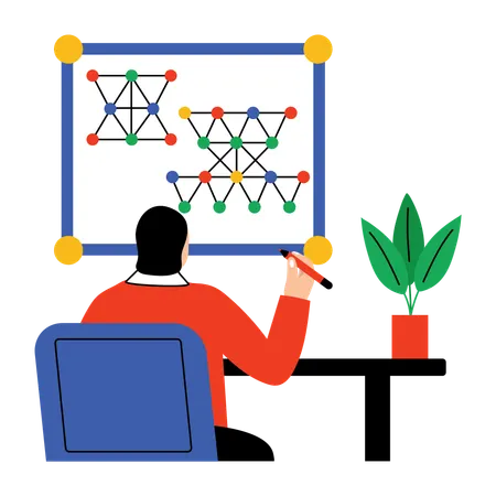Teacher solving problem of Maths  Illustration
