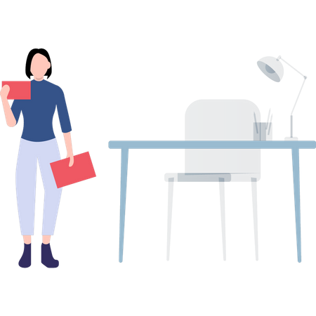 Teacher standing in staff room  Illustration