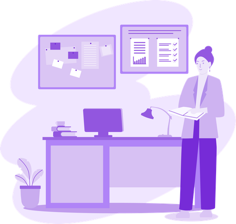 Teacher standing near Desk  Illustration