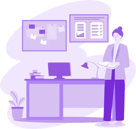 Teacher standing near Desk  Illustration