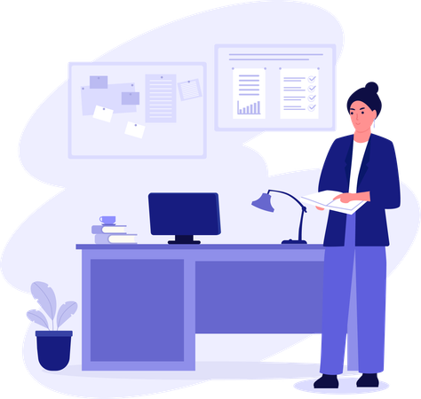 Teacher standing near Desk  Illustration