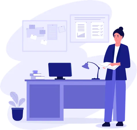 Teacher standing near Desk  Illustration