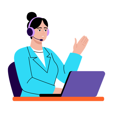 Teacher taking online class  Illustration