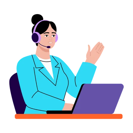 Teacher taking online class  Illustration