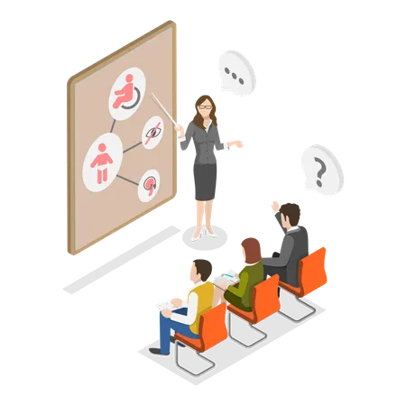 3 D Isometric Flat Vector Illustration Of Support Kids With Special Needs Educational Specialist Service Item 2 Illustration