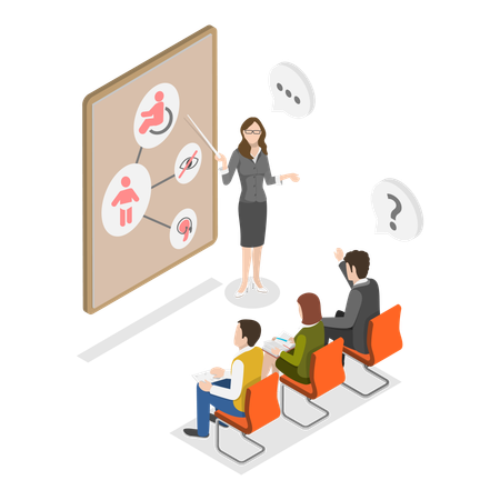 Teacher teaching about disability  Illustration