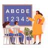 student learning numbers illustration svg