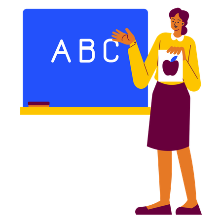 Teacher teaching alphabets  Illustration