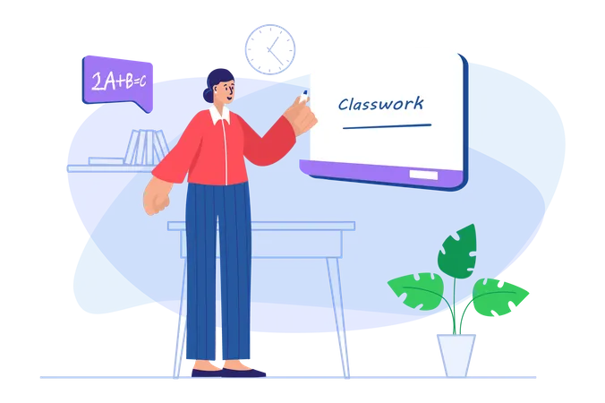 Teacher teaching class work  Illustration