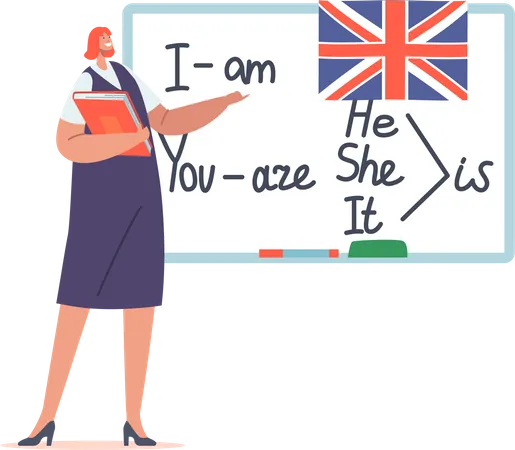 Teacher teaching English language  Illustration