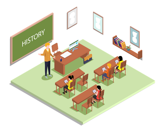 Teacher teaching history  Illustration