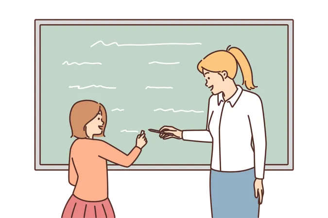 Teacher teaching in class Illustration