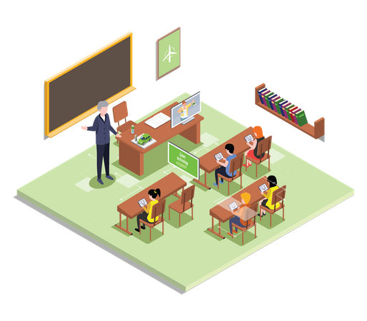 Teacher Teaching In Class  Illustration