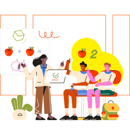 Teacher teaching in class  Illustration