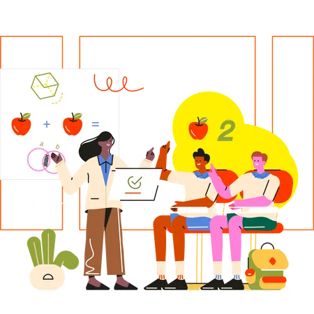 Teacher teaching in class  Illustration