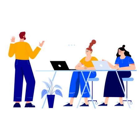 Teacher teaching in class  イラスト