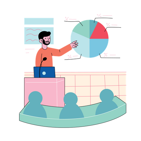 Teacher teaching in class  Illustration