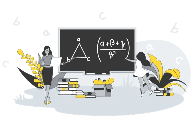 Teacher Teaching In Classroom  Illustration