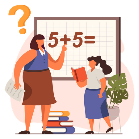 Teacher teaching in Maths class  Illustration