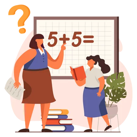 Teacher teaching in Maths class  Illustration