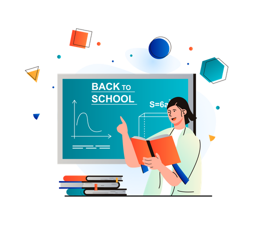 Teacher teaching in Maths class  Illustration