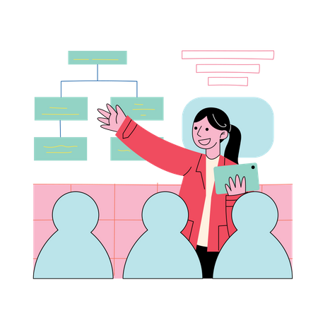 Teacher teaching in school  Illustration
