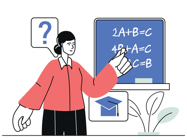 Teacher teaching math Illustration