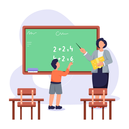 Teacher teaching math in Maths Lecture  Illustration