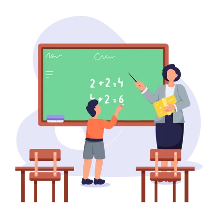 Teacher teaching math in Maths Lecture  Illustration