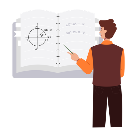 Teacher teaching math subject  Illustration