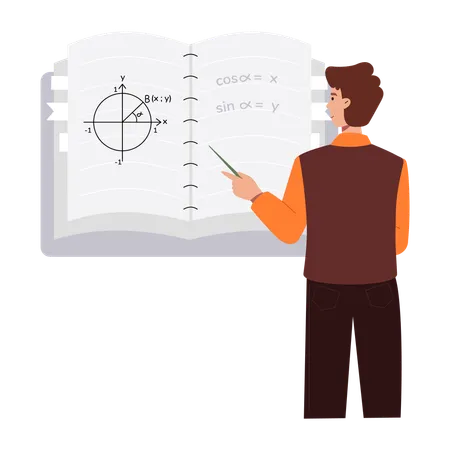 Teacher teaching math subject  Illustration